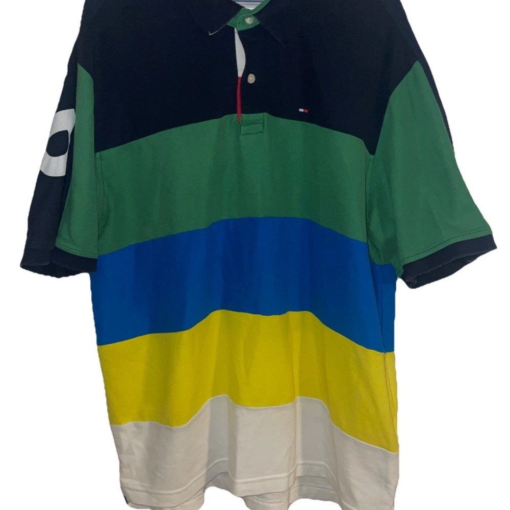 Tommy Hilfiger Colorblock Polo Shirt - Green, Blue, Yellow, White